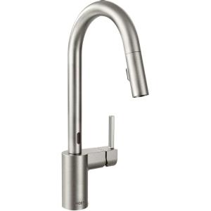 Moen Align Spot Resist Stainless Motionsense Two-Sensor Touchless One-Handle High Arc Modern Pulldown Kitchen Faucet with Reflex Docking System, 7565ESRS