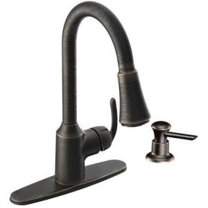 Moen CA87094BRB Pullout Spray High-Arc Kitchen Faucet with Reflex Technology from The Bayhill Collection, Mediterranean Bronze