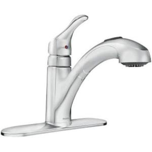 Moen CA87316C Chrome RenzoTM One Handle Low Arc Pullout Kitchen Faucet