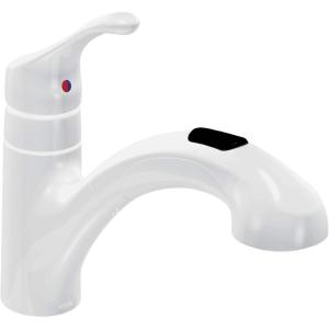 Moen CA87316W One-Handle Low Arc Pullout Kitchen Faucet, Glacier