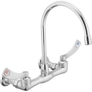 Moen Commercial M-DURA Chrome Two-Handle Wall Mount Kitchen or Utility Faucet, 8126(Pack of 1)