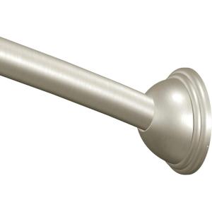 Moen Curved Adjustable Length Fixed Mount Single Shower Curtain Rod for Bathroom, Brushed Nickel Finish, CSR2160BN(Brushed Nickel)