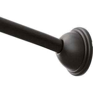 Moen Curved Adjustable Length Fixed Mount Single Shower Curtain Rod for Bathroom, Brushed Nickel Finish, CSR2160BN(Matte Black)