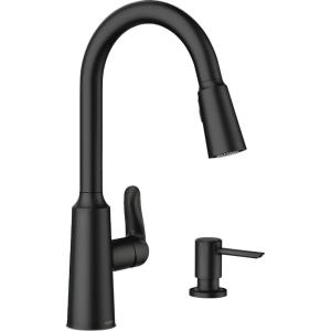 Moen Edwyn 87028BL Matte Black 1-Handle Deck-Mount Pull-Down Handle Kitchen Faucet (Deck Plate Included)