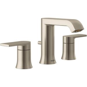 Moen Genta LX Brushed Nickel Two-Handle Three-Hole Widespread Modern Bathroom Sink Faucet with Drain Assembly, (Valve Required), T6708BN(Brushed Nickel)