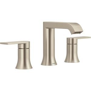 Moen Genta LX Two-Handle High Arc Widespread Bathroom Sink Faucet, for 3-Hole Setups, Valve Included, Brushed Nickel, TV6708BN