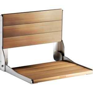 Moen Home Care Bathroom Safety Shower Chair for Elderly and Disabled, Stainless & Aluminum Foldable Teak Shower Bench, Handicap Accessories for Daily LIving, DN7110(Teak Wood)