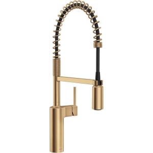 Moen Inara Chrome Pulldown Kitchen Faucet with Power Boost, Modern Kitchen Faucet, One-Handle High Arc, Easy Installation, 87463(Bronzed Gold)