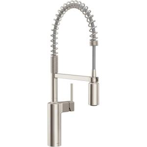 Moen Inara Chrome Pulldown Kitchen Faucet with Power Boost, Modern Kitchen Faucet, One-Handle High Arc, Easy Installation, 87463(Stainless Steel)
