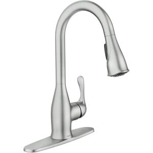 Moen Kaden Spot Resist Stainless One-Handle Transitional Kitchen Pulldown Faucet with Reflex and Power Clean Spray Technology, 87966SRS