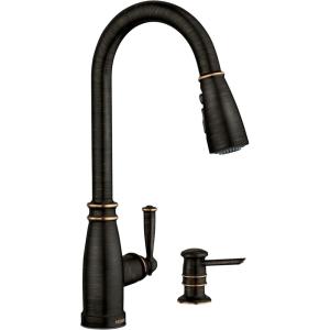 Moen Morado Mediterranean Bronze Pulldown Kitchen Faucet with Power Boost, Transitional Farmhouse Kitchen Faucet, Easy Installation, 87394BRB(Mediterranean Bronze)