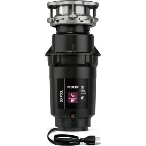 Moen Prep Series PRO Continuous Feed Compact Garbage Disposal for Kitchen Sink with Power Cord, GXP50C(1/3 HP)
