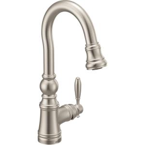 Moen S53004ORB Weymouth Shepherd’s Hook Pulldown Kitchen Bar Faucet Featuring Metal Wand with Power Clean, Oil-Rubbed Bronze(Spot Resist Stainless)