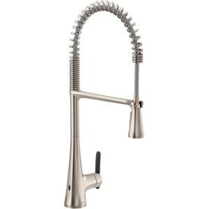 Moen Sinema Spot Resist Stainless Single-Handle Touchless High Arc Pulldown Kitchen Faucet, Spring Kitchen Sink Faucet with Pulldown Sprayer Head and Wave Motion Sensor, S5235EWSRS