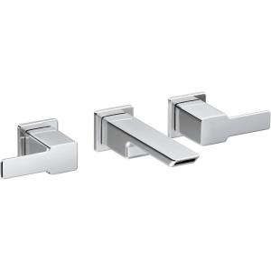 Moen TS6731BN 90 Degree Two-Handle Wall Mount Bathroom Faucet Trim, Valve Required, Brushed Nickel(Chrome)