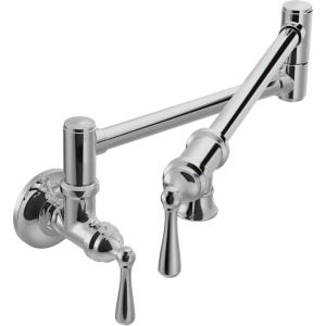 Moen Traditional Spot Resist Stainelss Wall Mount Swing Arm Folding Pot Filler Kitchen Faucet, S664SRS(Chrome)