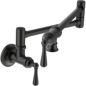 Moen Traditional Spot Resist Stainelss Wall Mount Swing Arm Folding Pot Filler Kitchen Faucet, S664SRS(Matte Black)