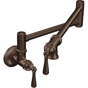 Moen Traditional Spot Resist Stainelss Wall Mount Swing Arm Folding Pot Filler Kitchen Faucet, S664SRS(Oil Rubbed Bronze)