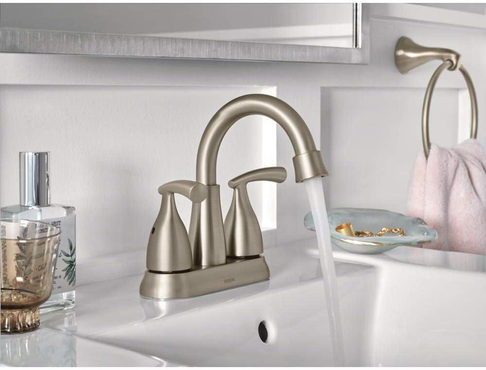 image:imageMoen Essie 2Handle 4 in CENTERSET Bathroom Faucet in SPOT Resist Brushed Nickel 84128SR