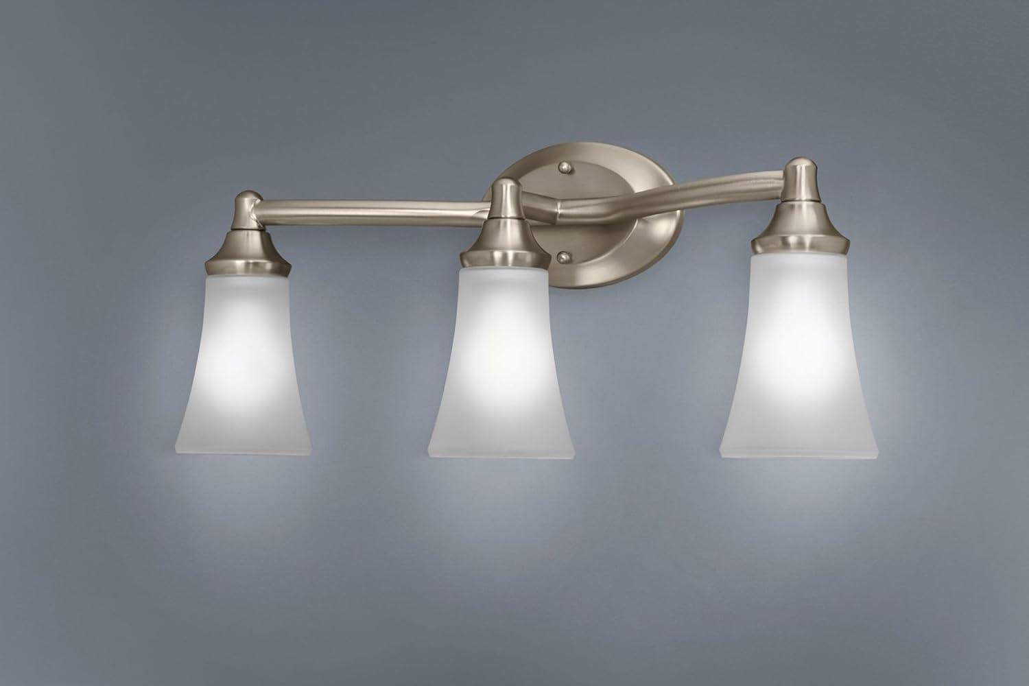image:imageMoen Eva Brushed Nickel 3Light DualMount Bathroom Vanity Fixture Bath Lighting with Frosted Glass YB2863BNBrushed Nickel
