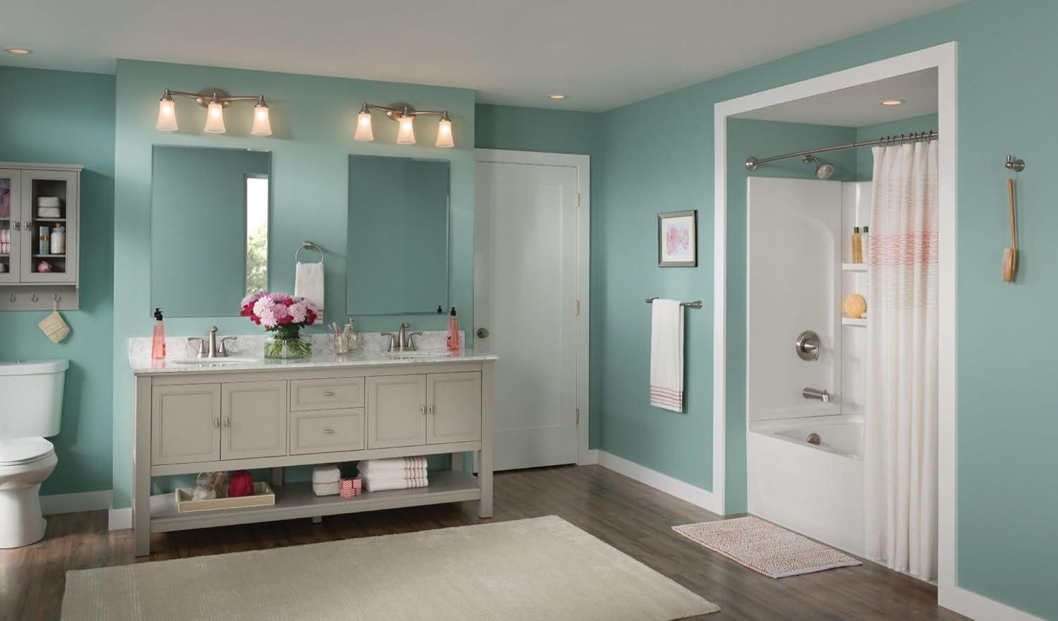 image:imageMoen Eva Brushed Nickel 3Light DualMount Bathroom Vanity Fixture Bath Lighting with Frosted Glass YB2863BNBrushed Nickel