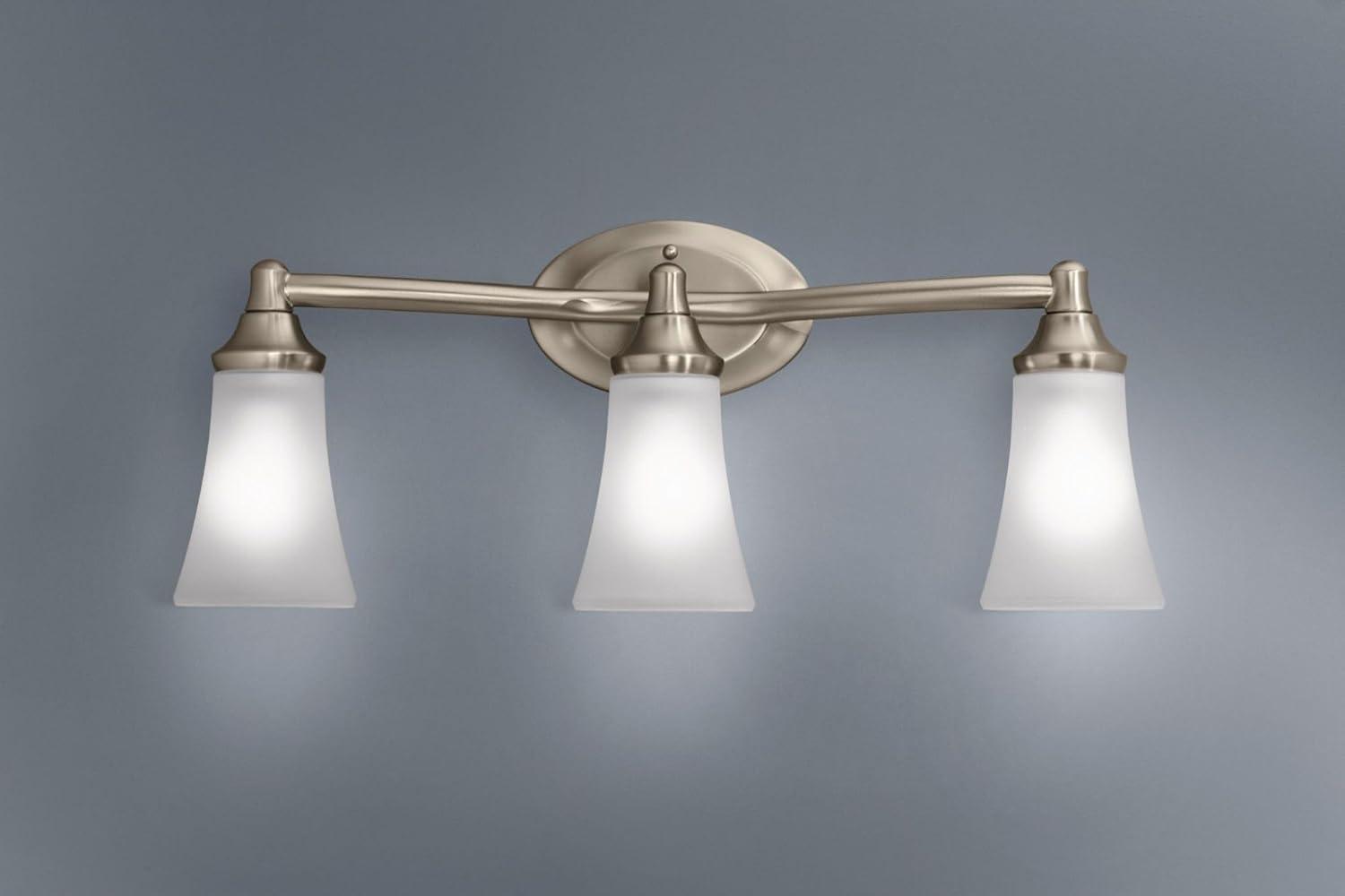 image:imageMoen Eva Brushed Nickel 3Light DualMount Bathroom Vanity Fixture Bath Lighting with Frosted Glass YB2863BNBrushed Nickel