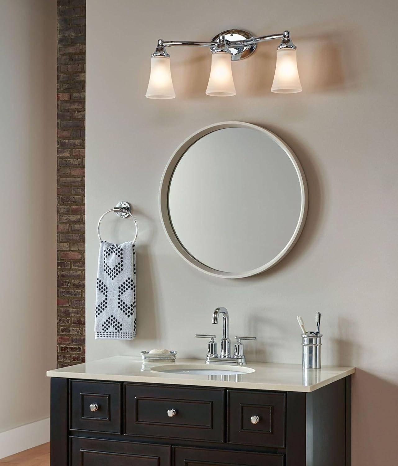 image:imageMoen Eva Brushed Nickel 3Light DualMount Bathroom Vanity Fixture Bath Lighting with Frosted Glass YB2863BNChrome