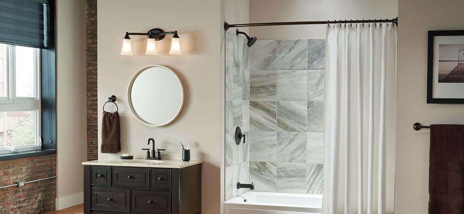 image:imageMoen Eva Brushed Nickel 3Light DualMount Bathroom Vanity Fixture Bath Lighting with Frosted Glass YB2863BNOilRubbed Bronze