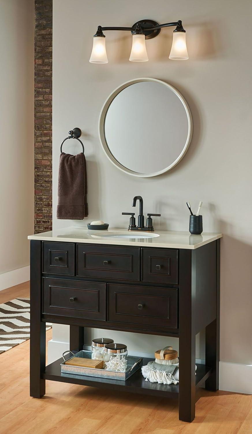 image:imageMoen Eva Brushed Nickel 3Light DualMount Bathroom Vanity Fixture Bath Lighting with Frosted Glass YB2863BNOilRubbed Bronze