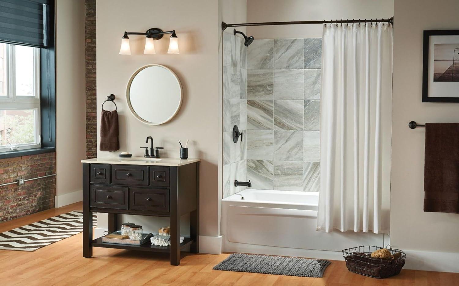 image:imageMoen Eva Brushed Nickel 3Light DualMount Bathroom Vanity Fixture Bath Lighting with Frosted Glass YB2863BNOilRubbed Bronze