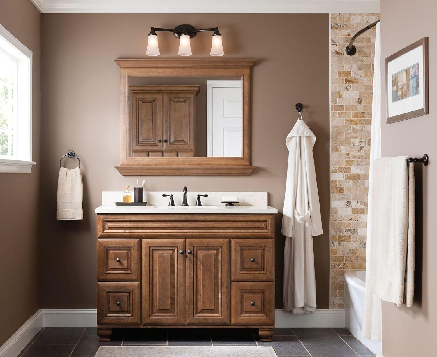 image:imageMoen Eva Brushed Nickel 3Light DualMount Bathroom Vanity Fixture Bath Lighting with Frosted Glass YB2863BNOilRubbed Bronze