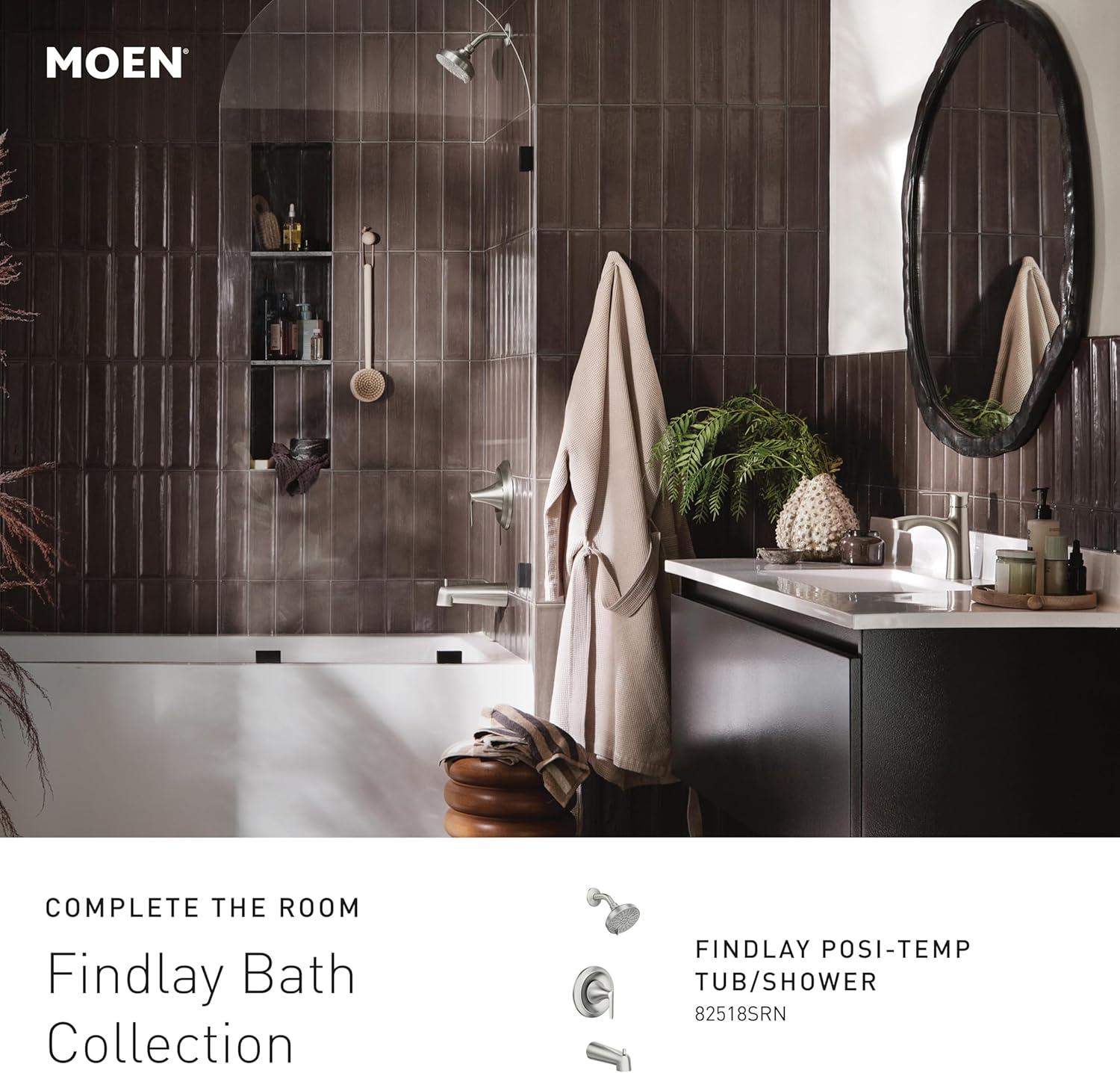 image:imageMoen Findlay Spot Resist Brushed Nickel SingleHandle Bathroom Faucet SingleHole Setup with Deckplate 84516SRN
