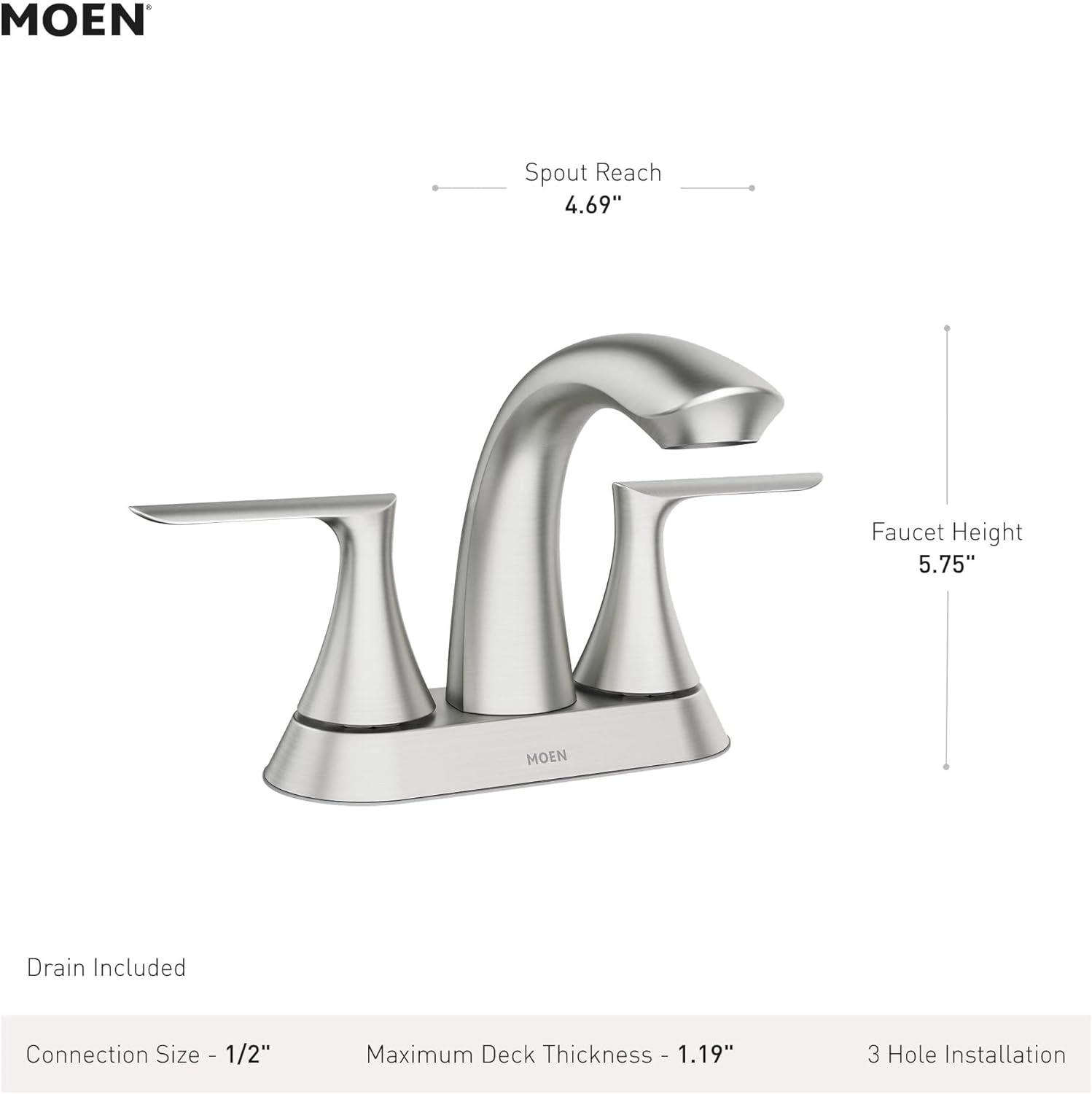 image:imageMoen Findlay Spot Resist Brushed Nickel Two Handle 4Inch Centerset Bathroom Faucet 84515SRN