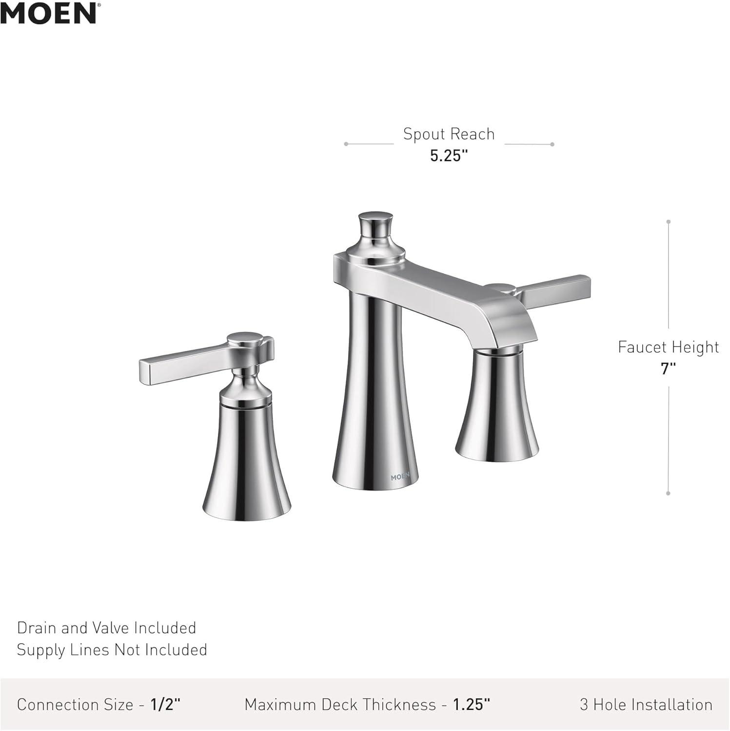 image:imageMoen Flara Brushed Nickel TwoHandle Adjustable Widespread Bathroom Faucet Trim Kit Valve Included TVS6984BN