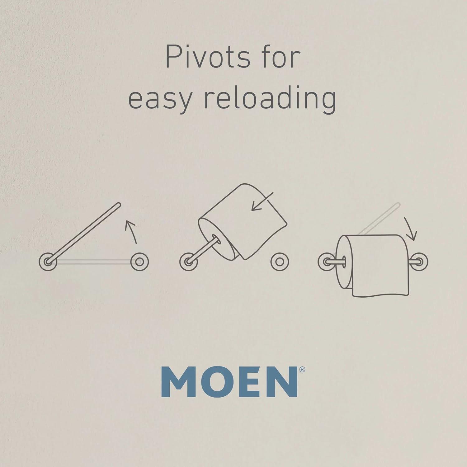 image:imageMoen Voss Collection Brushed Nickel Pivoting Toilet Paper Holder Wall Mounted Double Post Toilet Tissue Holder YB5108BNOil Rubbed Bronze