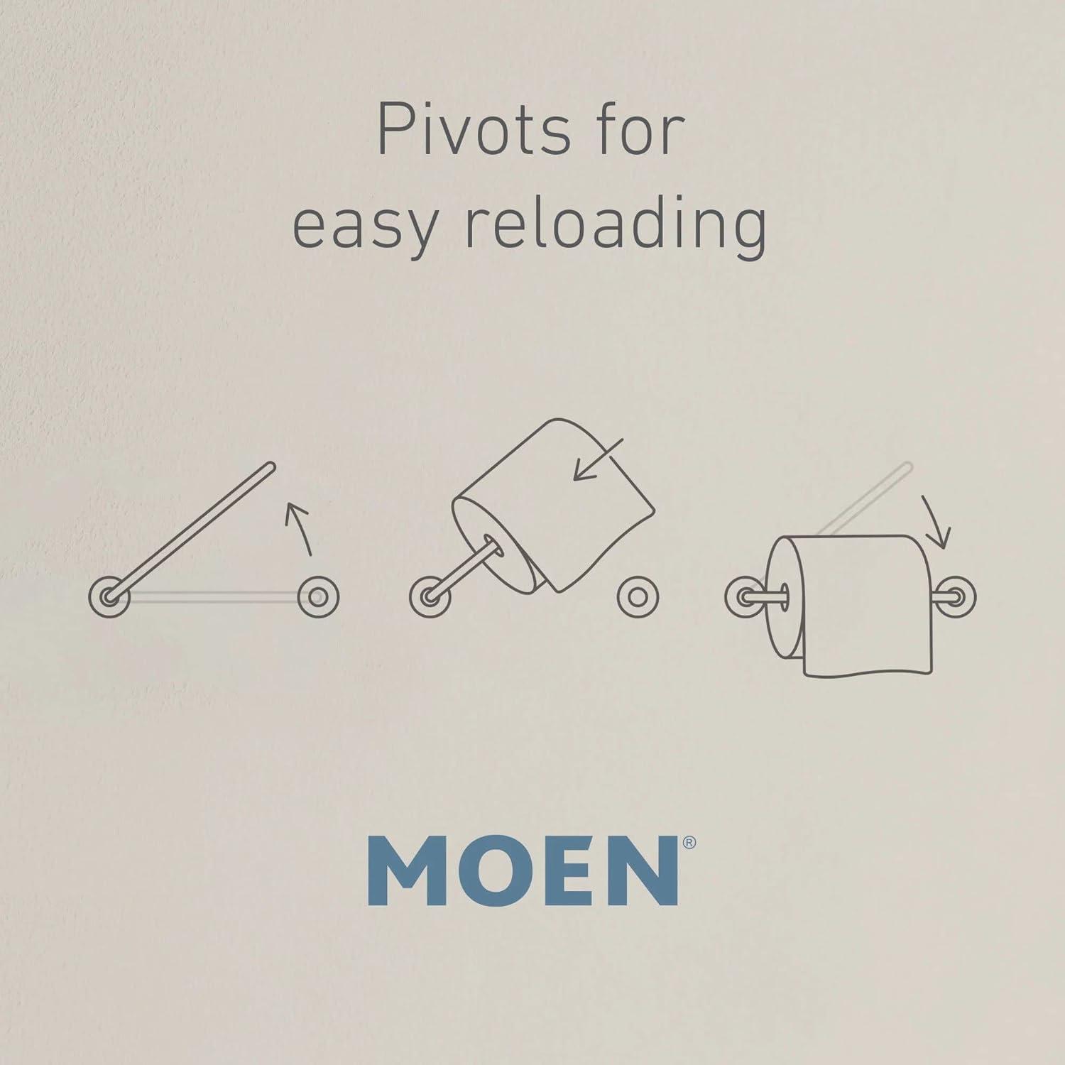 image:imageMoen Voss Collection Brushed Nickel Pivoting Toilet Paper Holder Wall Mounted Double Post Toilet Tissue Holder YB5108BNOil Rubbed Bronze