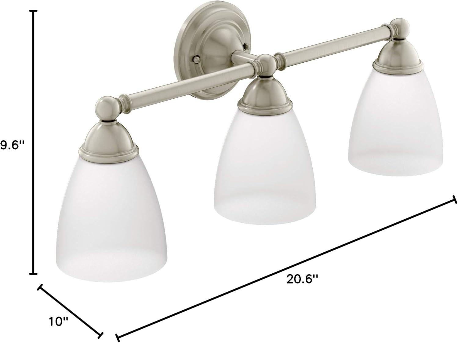 image:imageMoen YB2263BN Brantford 3Light DualMount Bath Bathroom Vanity Fixture with Frosted Glass Brushed NickelBrushed Nickel