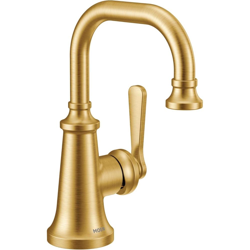 image:imageMoen Brushed Gold Colinet OneHandle Single Hole Traditional Bathroom Sink Faucet S44101BG
