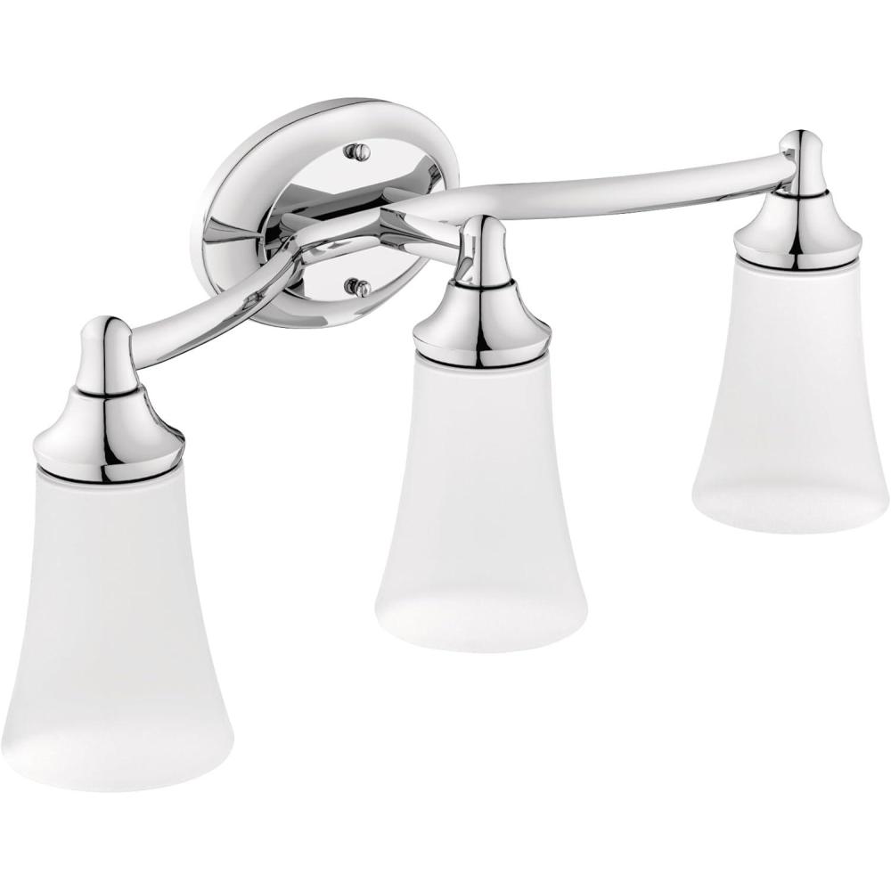 image:imageMoen Eva Brushed Nickel 3Light DualMount Bathroom Vanity Fixture Bath Lighting with Frosted Glass YB2863BNChrome