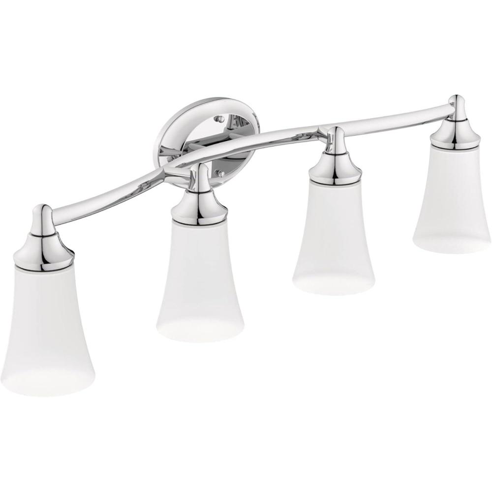image:imageMoen Eva Brushed Nickel 3Light DualMount Bathroom Vanity Fixture Bath Lighting with Frosted Glass YB2863BNWhite