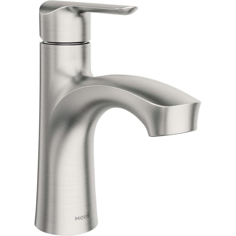 image:imageMoen Findlay Spot Resist Brushed Nickel SingleHandle Bathroom Faucet SingleHole Setup with Deckplate 84516SRN