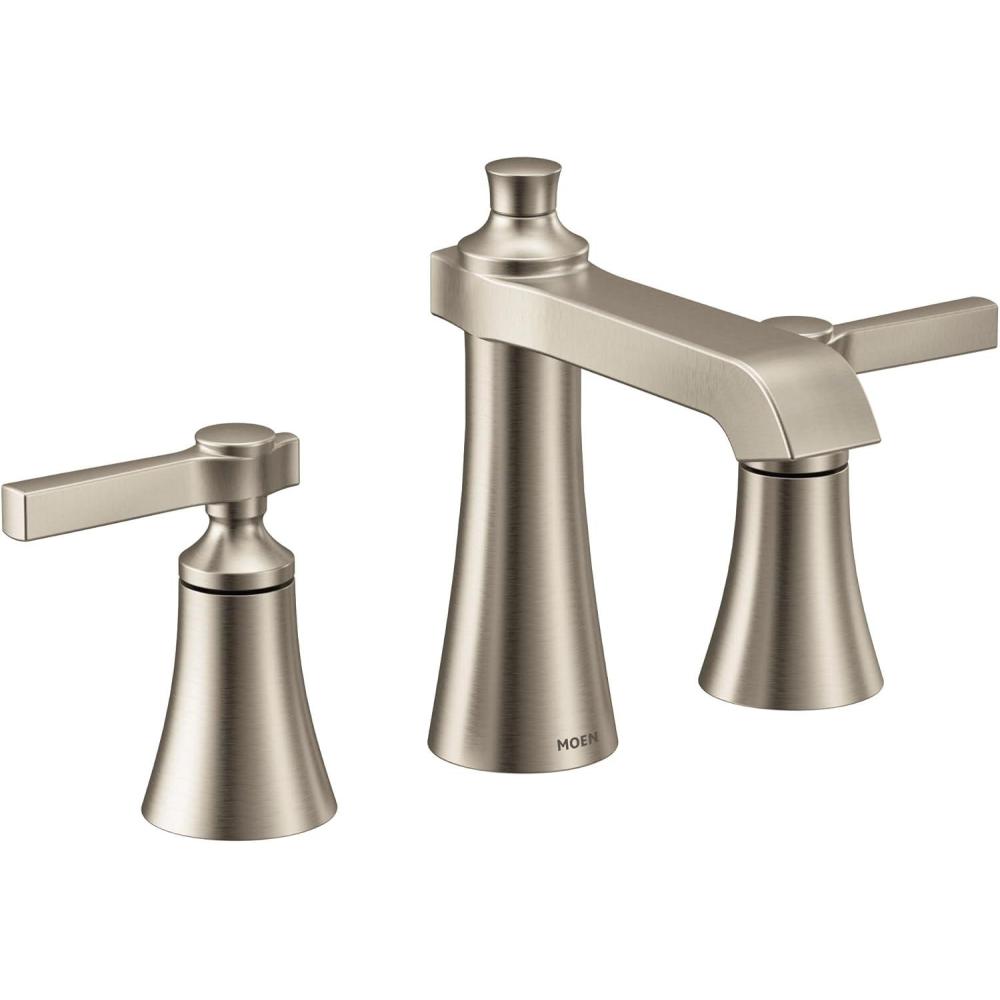 image:imageMoen Flara Brushed Nickel TwoHandle Adjustable Widespread Bathroom Faucet Trim Kit Valve Included TVS6984BN