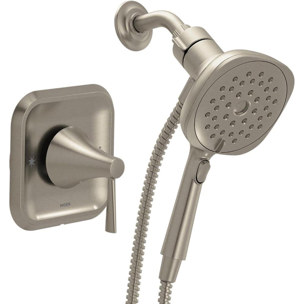 image:imageMoen Ronan Spot Resist Brushed Nickel SingleHandle Modern Shower Faucet with Square Handheld Rain Shower Spray Head Featuring Magnetix Valve Included 82023SRN