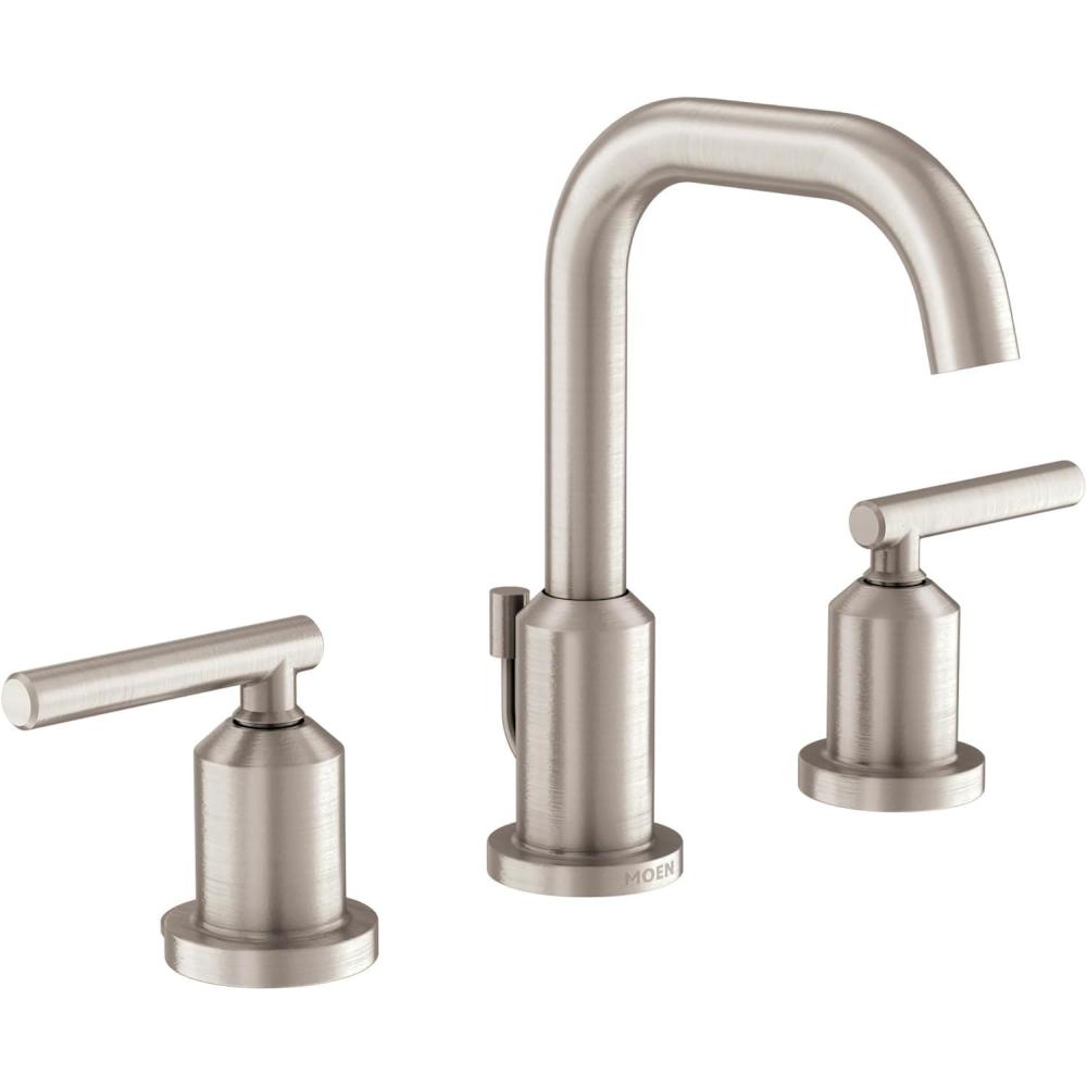 image:imageMoen WS84229SRN TwoHandle High Arc Bathroom Faucet Spot Resist Brushed Nickel