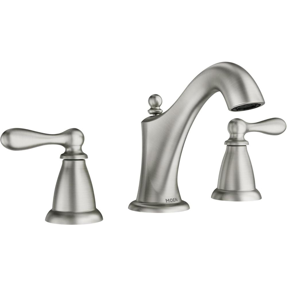 image:imageMoen WS84440SRN TwoHandle High Arc Bathroom Faucet Spot Resist Brushed NickelSpot Resist Brushed Nickel