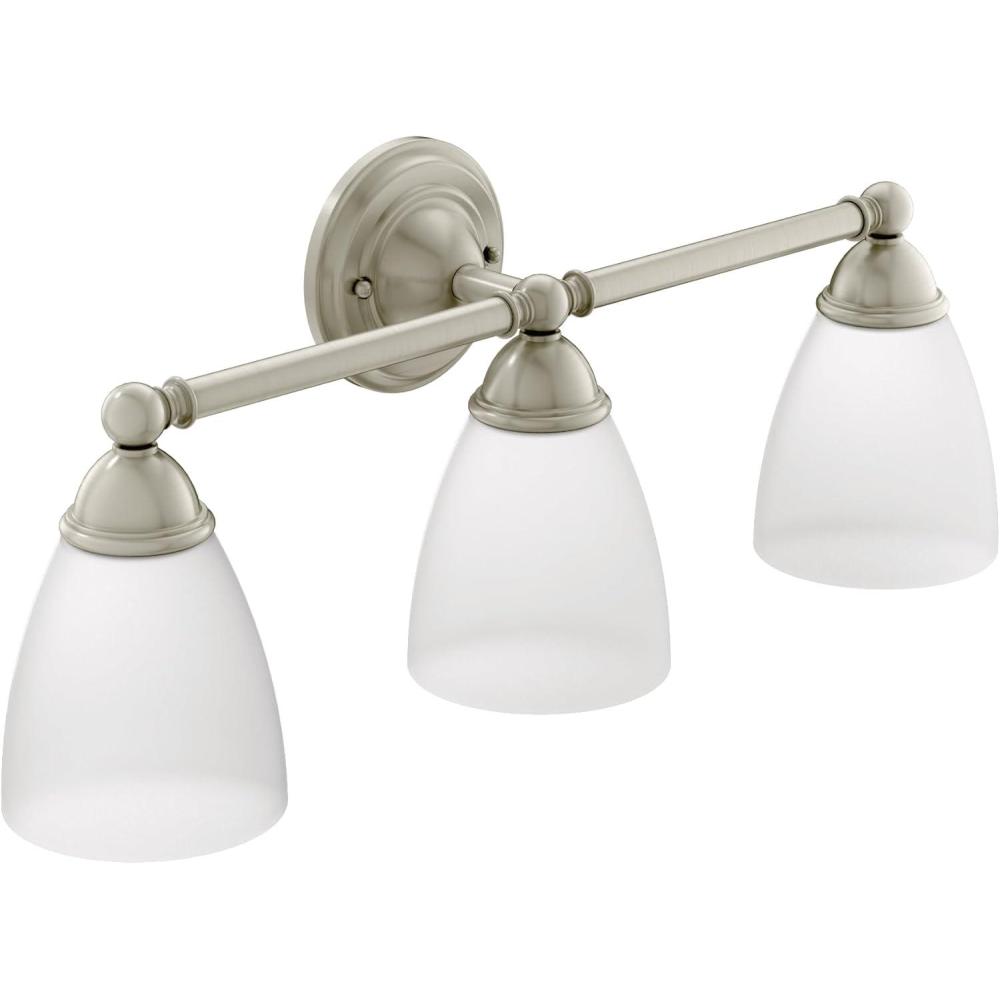 image:imageMoen YB2263BN Brantford 3Light DualMount Bath Bathroom Vanity Fixture with Frosted Glass Brushed NickelBrushed Nickel
