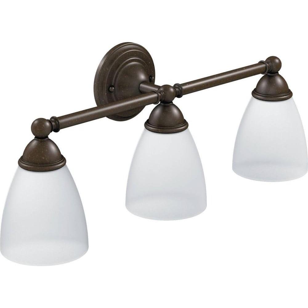 image:imageMoen YB2263BN Brantford 3Light DualMount Bath Bathroom Vanity Fixture with Frosted Glass Brushed NickelOilRubbed Bronze