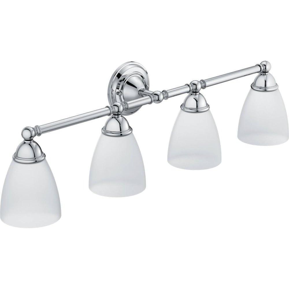 image:imageMoen YB2264BN Brantford 4Light DualMount Bathroom Vanity Fixture with Frosted Glass Brushed NickelChrome