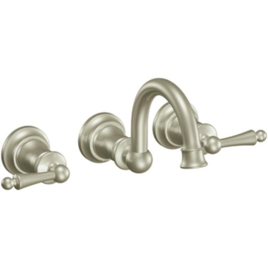 image:imageMoenTS416BN Waterhill TwoHandle Wall Mount Bathroom Faucet Brushed NickelBrushed Nickel