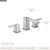 Moen 90 Degree Brushed Nickel Two-Handle Widespread Modern Bathroom Faucet, Valve Included, TVS6721BN